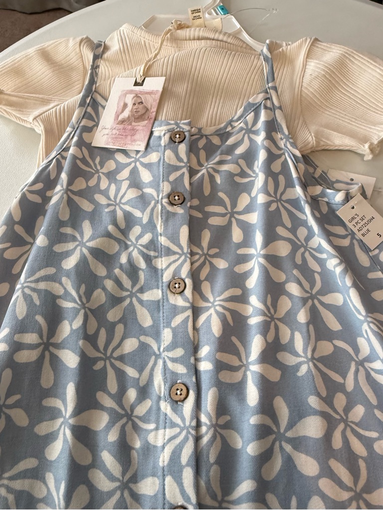 Jessica Simpson Light Blue And White Floral Button-Front Sundress